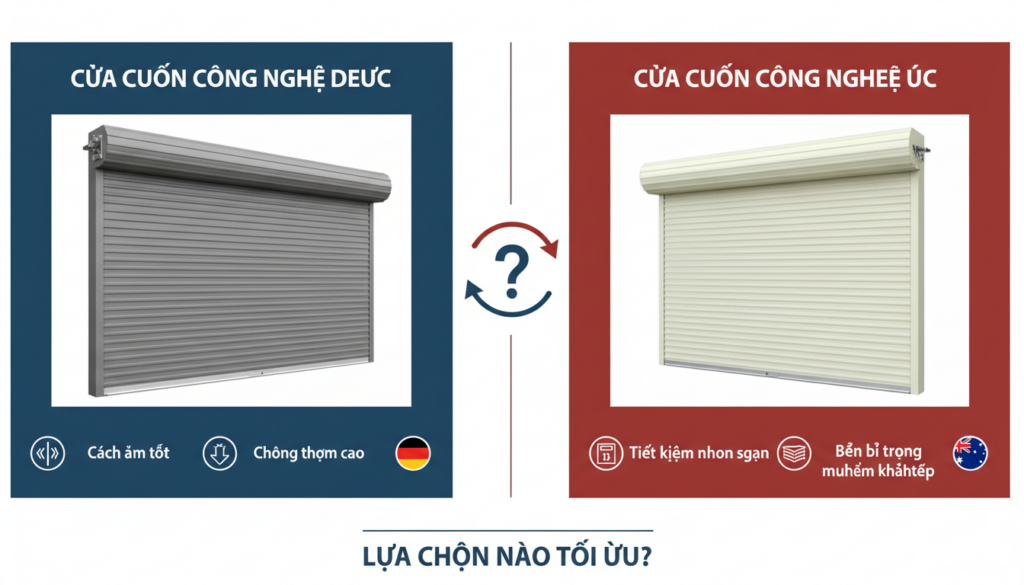 So sánh cửa cuốn công nghệ Đức và cửa cuốn công nghệ Úc